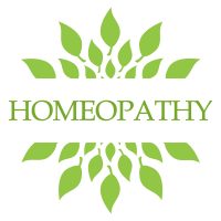 Homeopathy concept image with text and leaves symbols.
